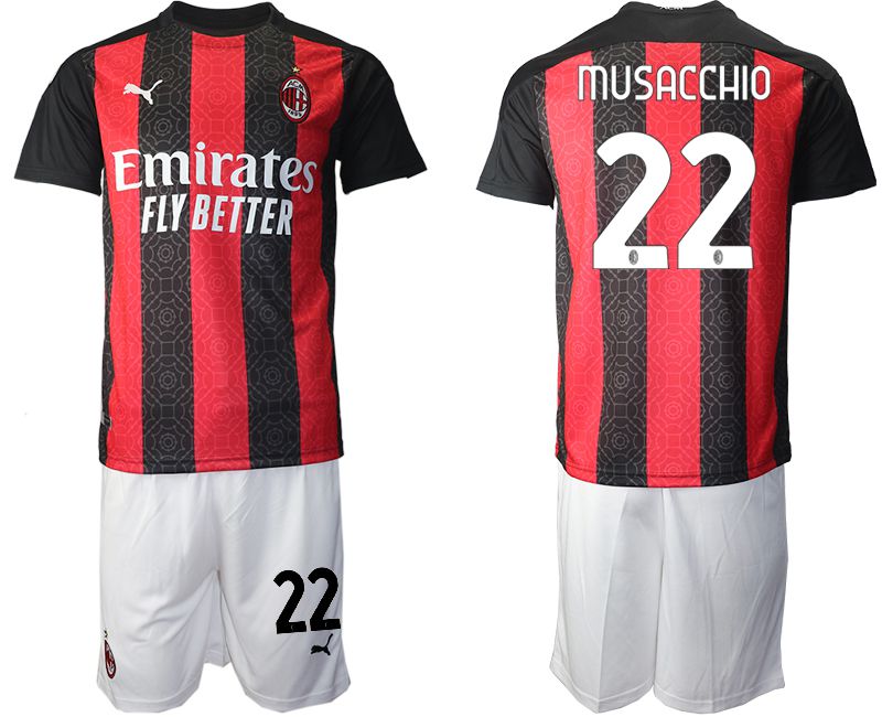 Men 2020-2021 club AC milan home #22 red Soccer Jerseys